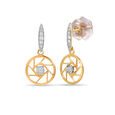 18KT Yellow And White Gold Geometric Evil Eye Dangler Earrings 5