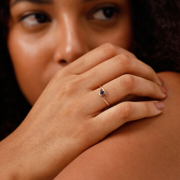 18KT Yellow Gold Evil Eye Finger Ring