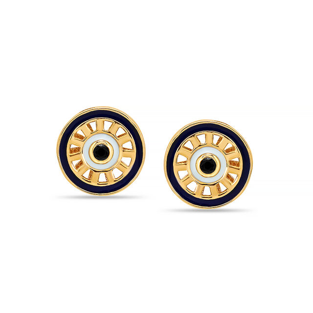 Yellow Gold Wheel of Life Stud Earrings 2