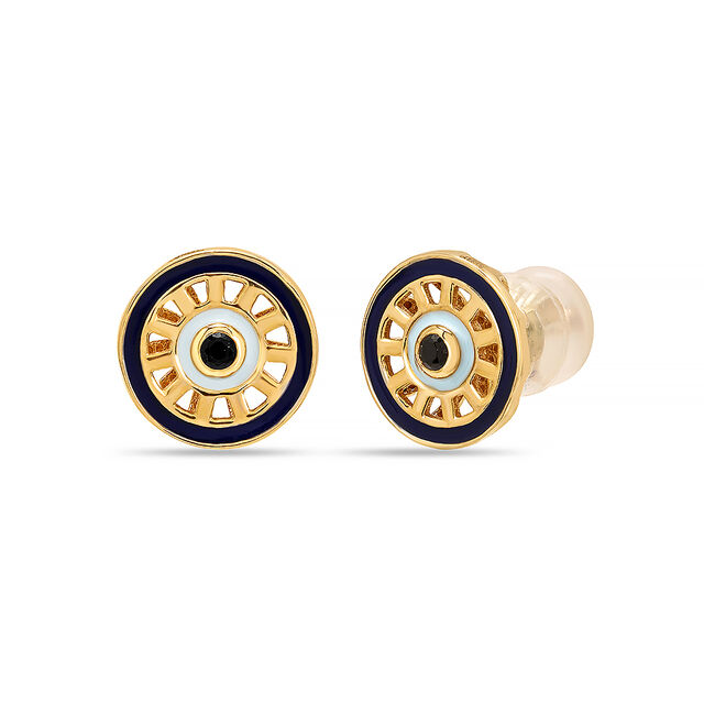 Yellow Gold Wheel of Life Stud Earrings 4