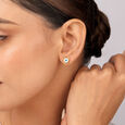 Yellow Gold Blue Evil Eye Stud Earrings 