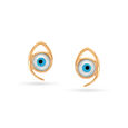 Yellow Gold Blue Evil Eye Stud Earrings 2