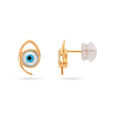 Yellow Gold Blue Evil Eye Stud Earrings 3