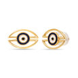 Yellow Gold Geometric Evil Eye Stud Earrings 4