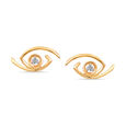 18KT Yellow Gold Angular Diamond Evil Eye Earrings 3