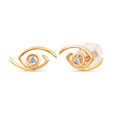 18KT Yellow Gold Angular Diamond Evil Eye Earrings 4