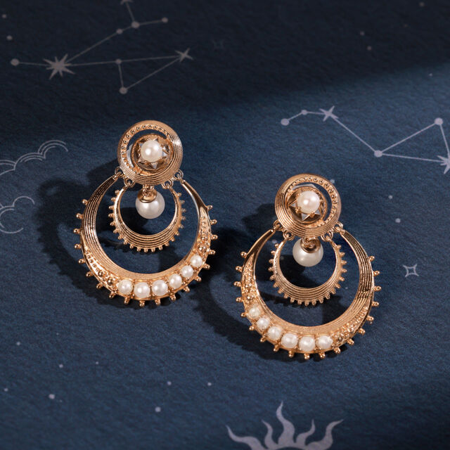 Eclipsing Radiance 14KT Pearl Chandabai Drop Earrings 