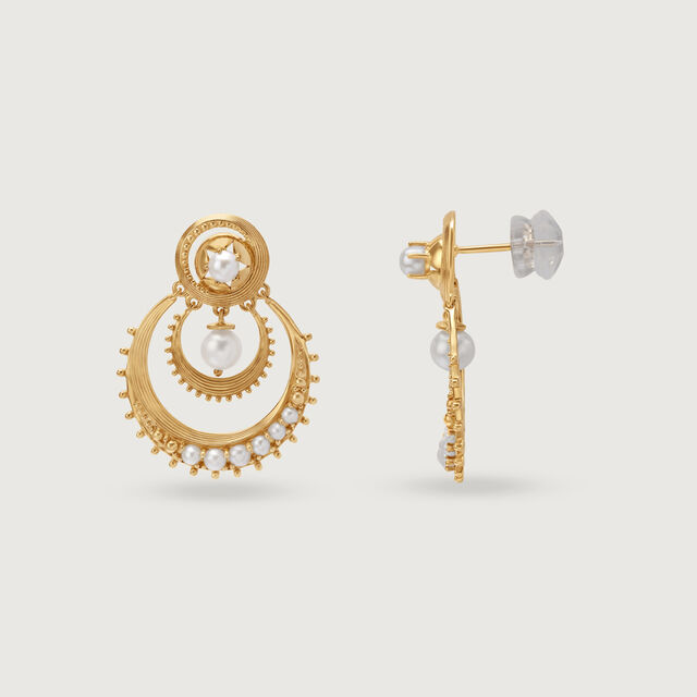 Eclipsing Radiance 14KT Pearl Chandabai Drop Earrings 4