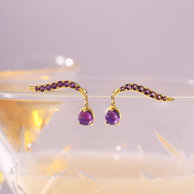 Lavender Libation Luxe  Amethyst Drop Earrings 