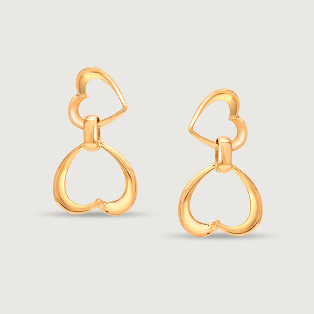 Cupid Edit Dangling Heart 18KT Gold Drop Earrings,,hi-res 3