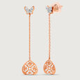 Dazzling Heart 18KT Rose & White Gold Diamond Drop Earrings 4