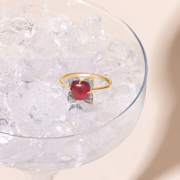 Scarlet Blooms Ruby & Diamond 18KT Finger Ring