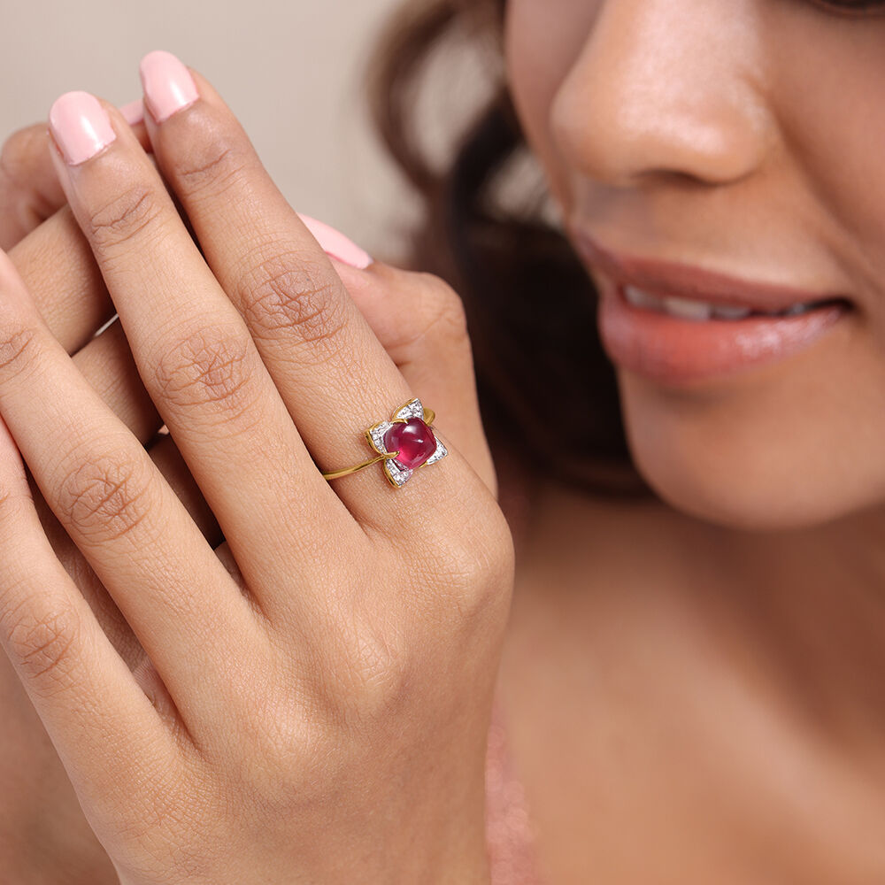 Buy Scarlet Blooms Ruby Diamond 18KT Finger Ring at Best Price Tanishq UAE