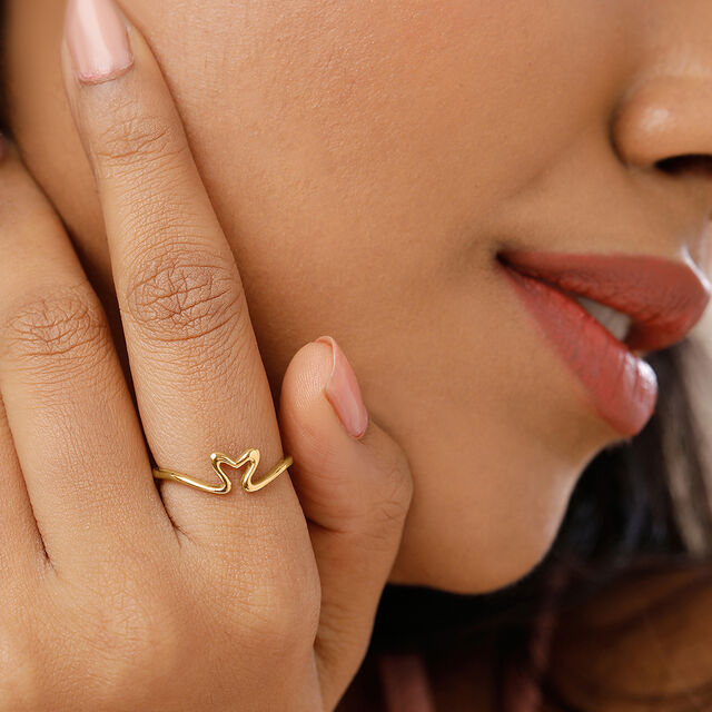 Cupid Edit 18KT Pure Gold Heart Finger Ring,,hi-res 2