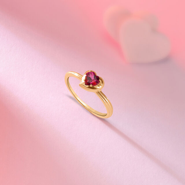 Valentine's Veil 18KT Gold & Pink Garnet Finger Ring 