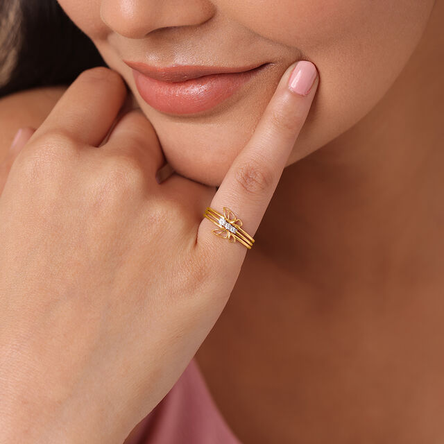 Butterfly Kiss 18KT Gold & Diamond Finger Ring,,hi-res 2