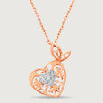 Dazzling Heart 18KT Rose & White Gold Diamond Pendant with Chain 3