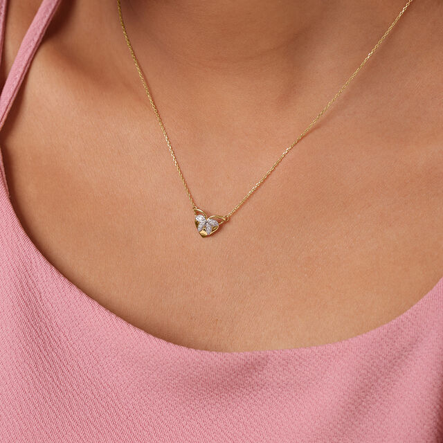Ballet of Heart 18KT Gold Chain & Diamond Pendant with chain,,hi-res 2