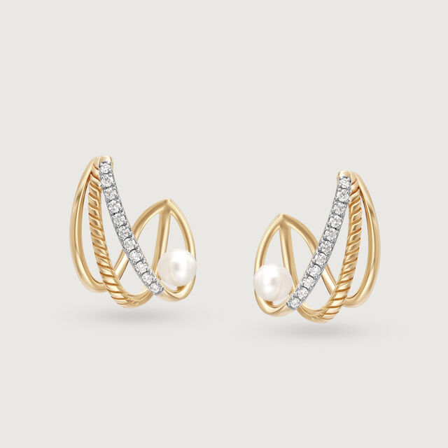Pearl Planets in Orbit 14KT Hoop Earring 4