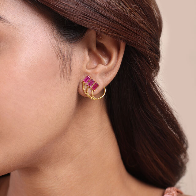 Allure 18KT Ruby Hoop Earrings 2