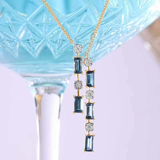 Dreamy London Blue Blaze & Diamond 14KT Necklace 