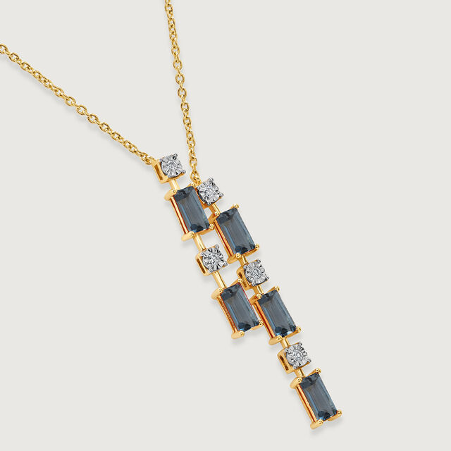 Dreamy London Blue Blaze & Diamond 14KT Necklace 4
