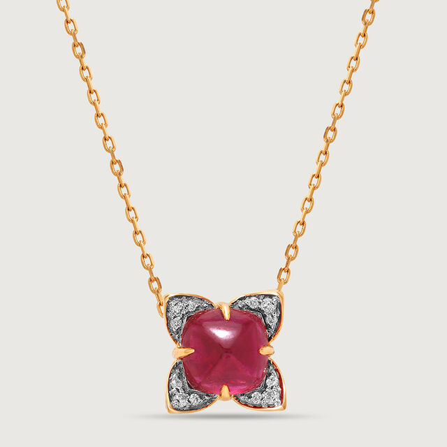 Scarlet Blooms Ruby & Diamond 18KT Pendant 2