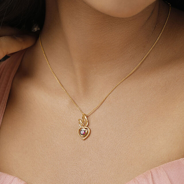 Winged Heart 14KT Gold Pink Garnet Pendant 2