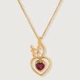 Winged Heart 18KT Gold Pink Garnet Pendant 2