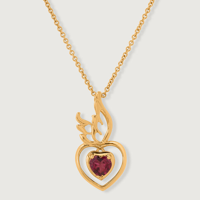 Winged Heart 18KT Gold Pink Garnet Pendant 2