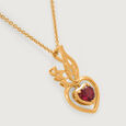 Winged Heart 18KT Gold Pink Garnet Pendant 4