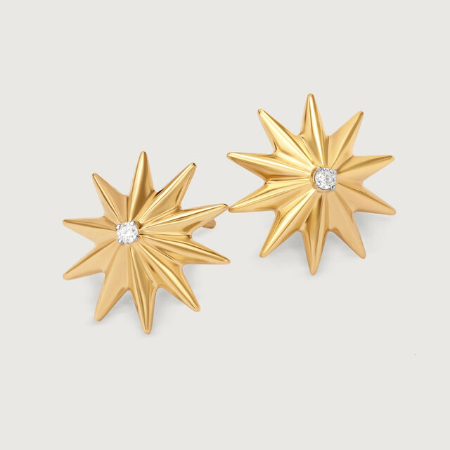 Timeless Radiating Star 14KT Diamond Stud Earring 4