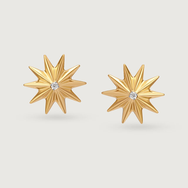 Timeless Radiating Star 14KT Diamond Stud Earring 5