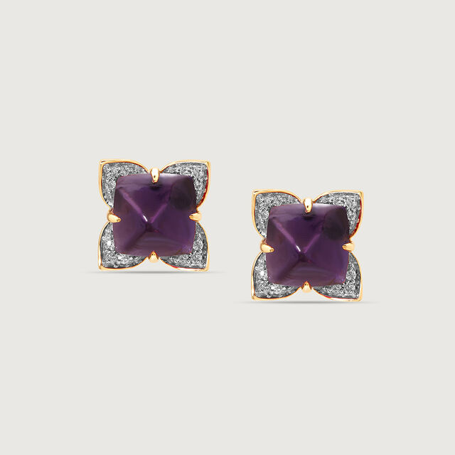 Aurora's Embrace 18KT Amethyst  & Diamond  Stud Earrings 2
