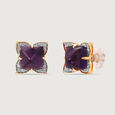 Aurora's Embrace 18KT Amethyst  & Diamond  Stud Earrings 4