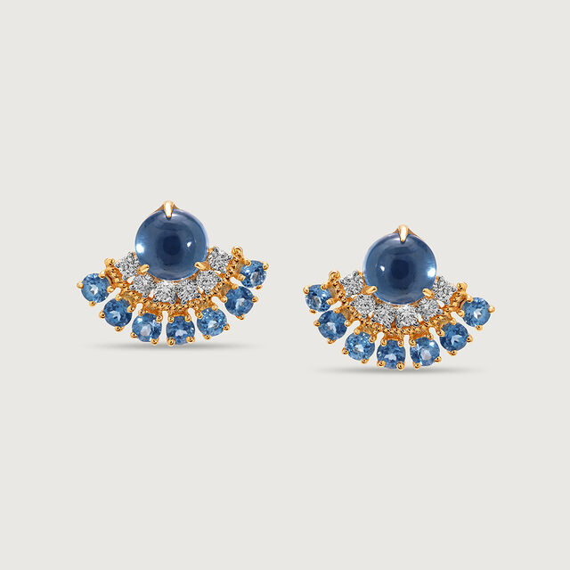 Bubbly Bliss 14KT Diamond & London Blue Topaz Stud Earrings 4