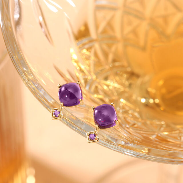 Purple Haze 18KT Amethyst Stud Earrings 