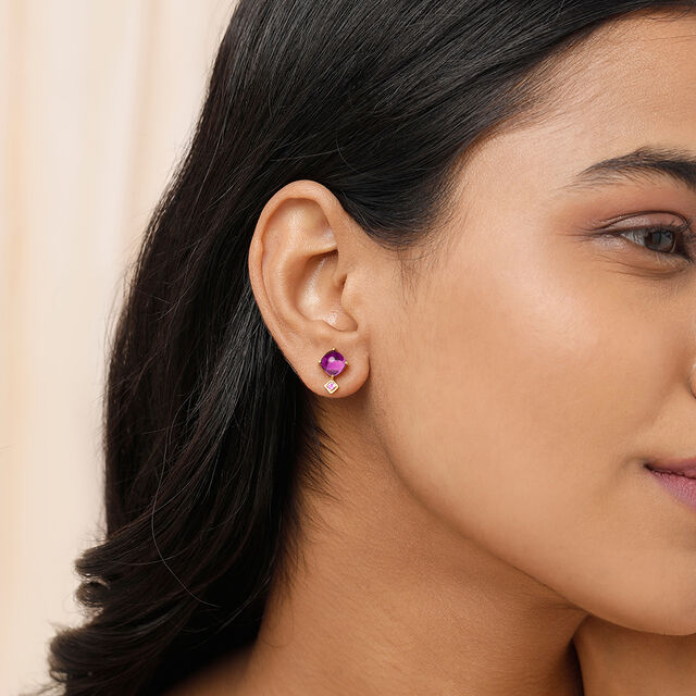 Purple Haze 18KT Amethyst Stud Earrings 2