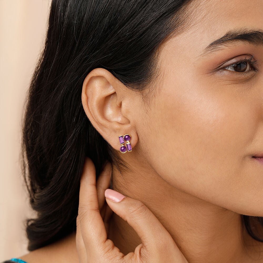Buy Bombshell 18KT Amethyst Stud Earrings at Best Price Tanishq UAE