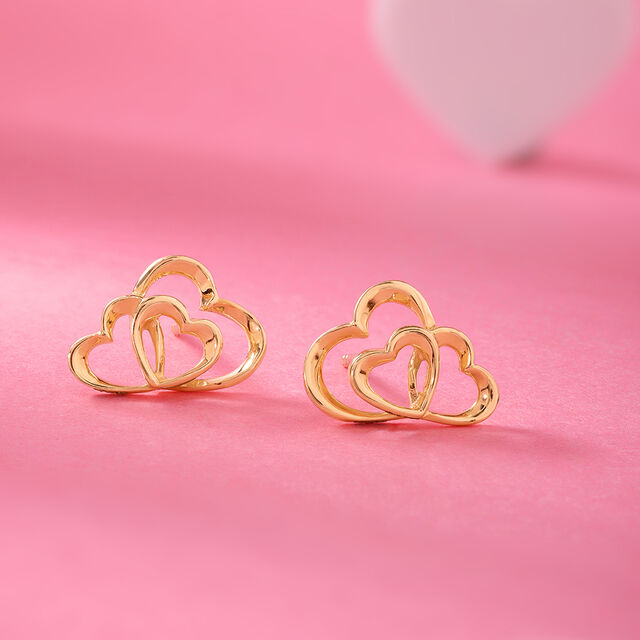 Cupid Edit Hearts Symphony 18KT Pure Gold Stud Earrings,,hi-res 