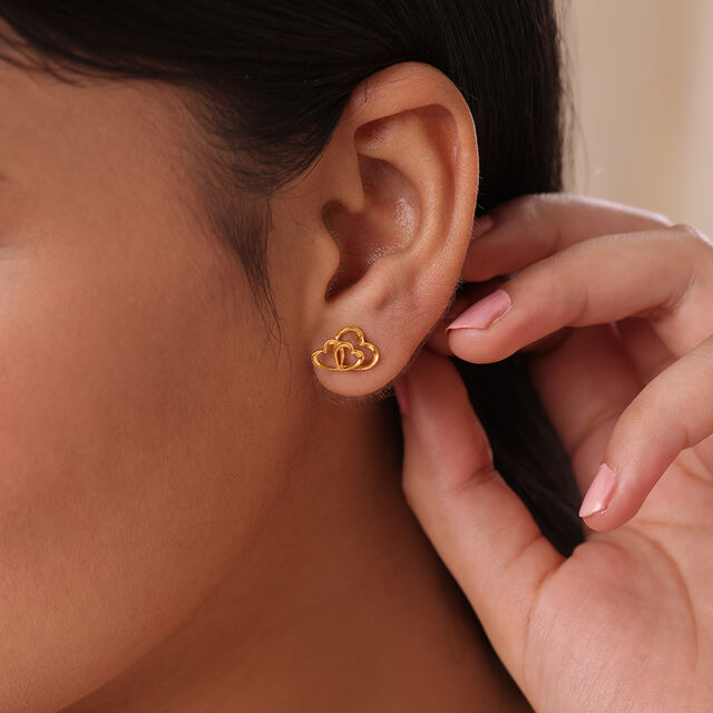 Cupid Edit Hearts Symphony 18KT Pure Gold Stud Earrings,,hi-res 2