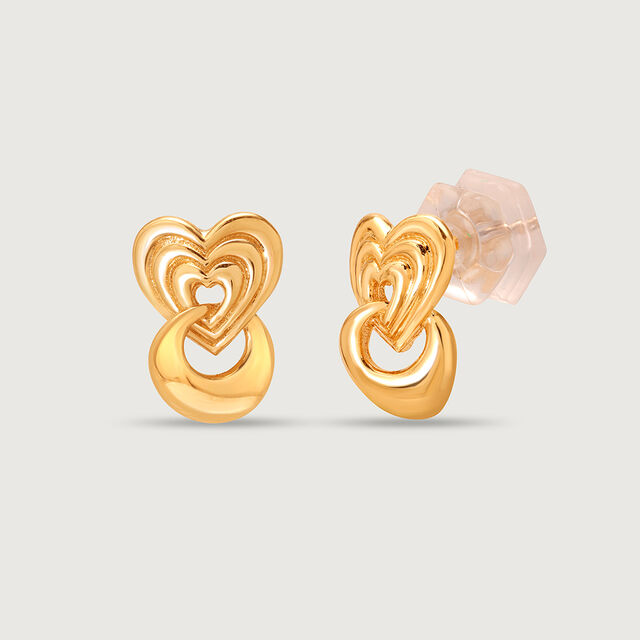 Chic Heart 18KT Pure Gold Stud Earring,,hi-res 4