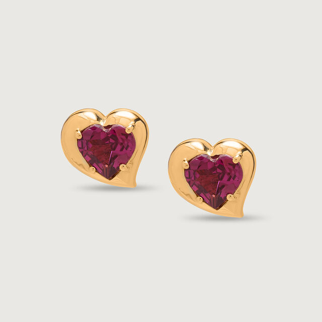 Valentine's Veil 18KT Gold & Pink Garnet Stud Earring 4