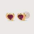 Valentine's Veil 18KT Gold & Pink Garnet Stud Earring 5