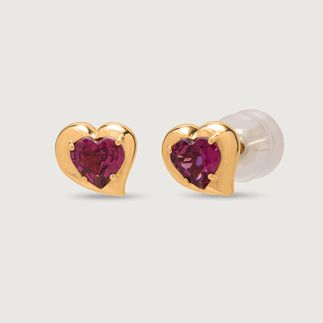 Valentine's Veil 18KT Gold & Pink Garnet Stud Earring 5