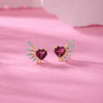 Cupid Edit 18KT Gold Diamond & Pink Garnet Stud Earrings,,hi-res 