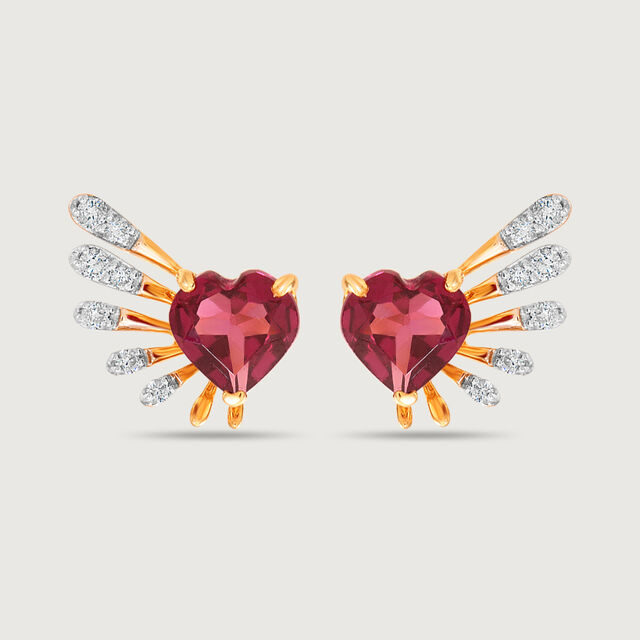 Cupid Edit 18KT Gold Diamond & Pink Garnet Stud Earrings,,hi-res 3