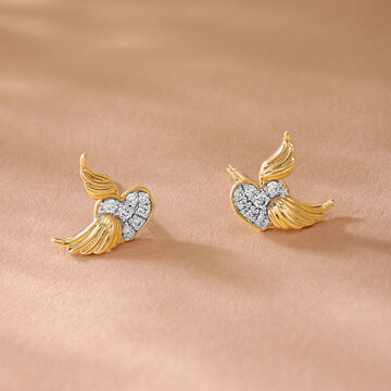 Cupid Edit Wings 18KT  Gold & Diamond Stud Earrings
