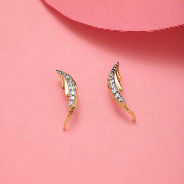 Wings of Cupid 18KT Pure Gold & Diamond Stud Earrings,,hi-res 