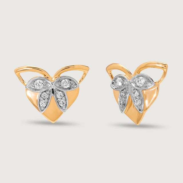 Ballet of Heart 18KT Pure Gold & Diamond Stud Earrings,,hi-res 5